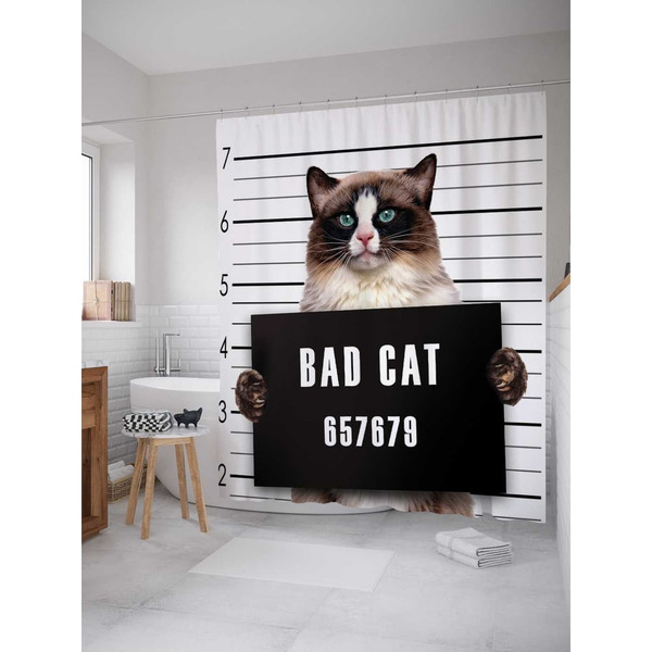 Шторка-занавеска для ванной JOYARTY Кот преступник sc_15573