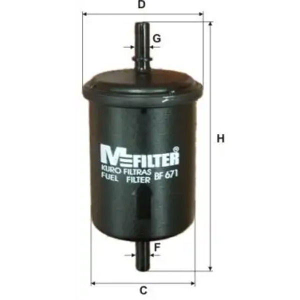 Топливный фильтр MFILTER BF 671 Renault Laguna/Megane 1.6-3.0 96>, Peugeot 106-406 1.1-3.0 95>