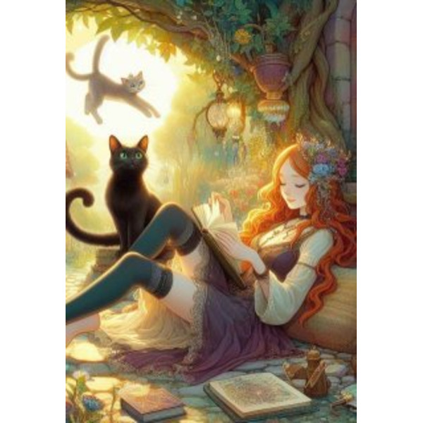 Зейферия: девушка и кот