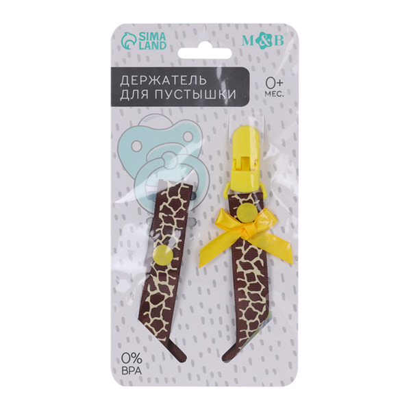 Держатель Mum&baby д/пустышки ниблера жирафик на ленте