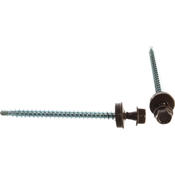 Оцинкованные саморезы для крепления кровельных материалов к деревянной обрешетке ЗУБР 4,8x70 мм RAL8028 земель.-коричн. (160 шт.) 4-300315-48-070-8028