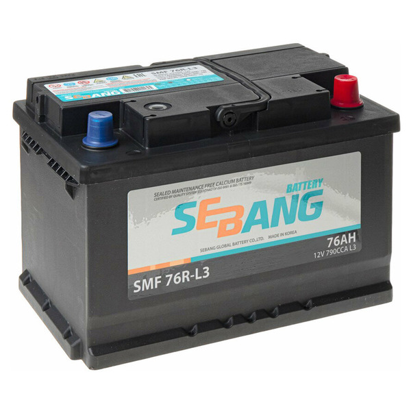 Автомобильный аккумулятор Sebang 76 Ач обратная полярность L3