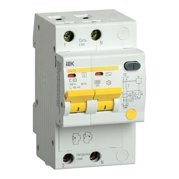 Дифференциальный автомат IEK АД12S MAD13-2-063-C-100