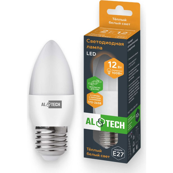 Лампочка светодиодная ALTECH LED С35-12W-830-E27 4673758070128
