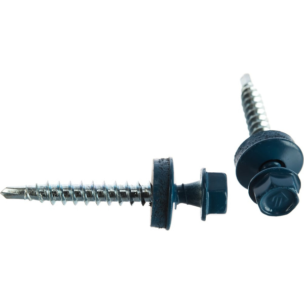 Оцинкованные саморезы для крепления кровельного материала к деревянной обрешетке ЗУБР 4,8x38 мм RAL5009 небесно-голубой (300 шт.) 4-300315-48-038-5009