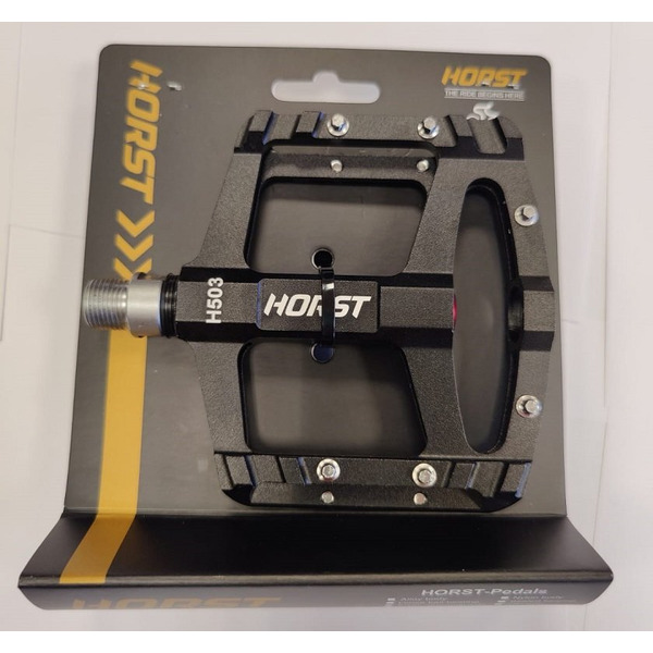 Педали велосипедные HORST H503 алюминий, широкие, ось Cr-Mo, 97*105*17мм, черные, 00-170880