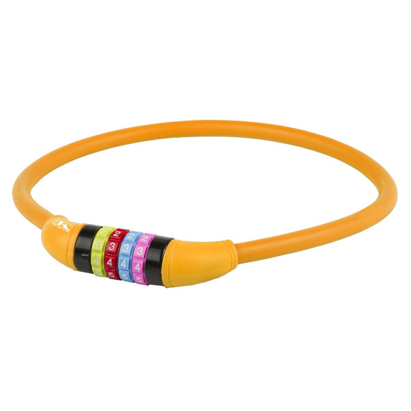 Велосипедный замок M-WAVE, тросовый, кодовый, (цветные символы) ОРАНЖЕВЫЙ, 5-231057