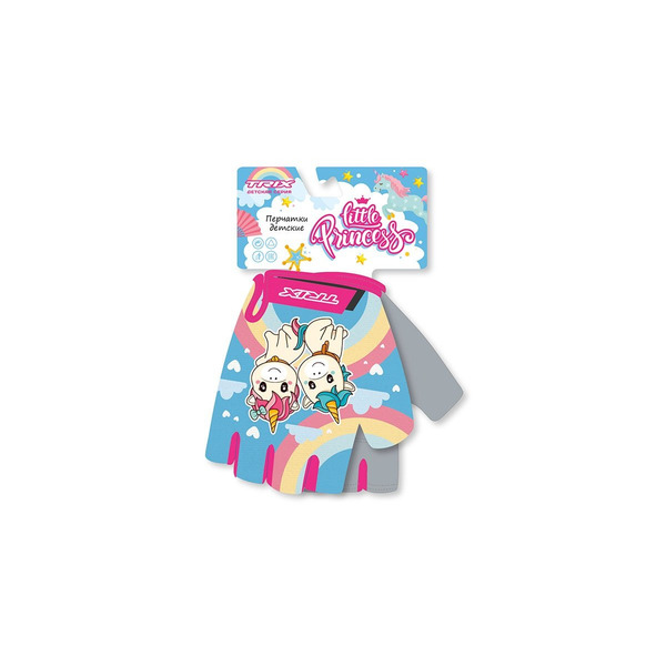 Перчатки велосипедные TRIX nw Little Princess, детские, короткие пальцы, антискользящие, GL-TX-PRINCESS-6XS-0 (Размер: 7XS)