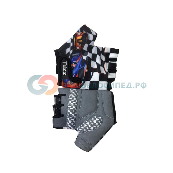 Велоперчатки детские FUZZ RACE CARS, бело-черный, 08-202061 (Размер: 8/L (для 6-8 лет))