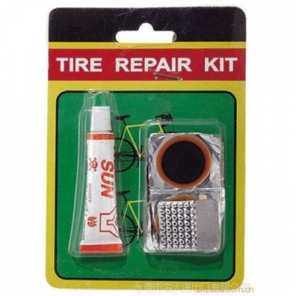 Ремкомплект TBS MINGDA: резиновый клей 10мл, 4 заплатки D:25мм, наждачка, ниппельная трубка, 21045