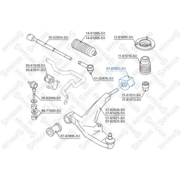 сайлентблок рычага зад.! Suzuki Baleno 95>/Swift 89-01 87-61002-SX STELLOX
