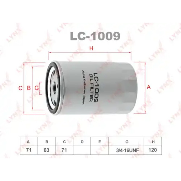 Фильтр масляный LYNXAUTO LC-1009 Audi 80/100/A6/A4, VW Golf/Venta/Passat/T4 1.0-2.3 80>