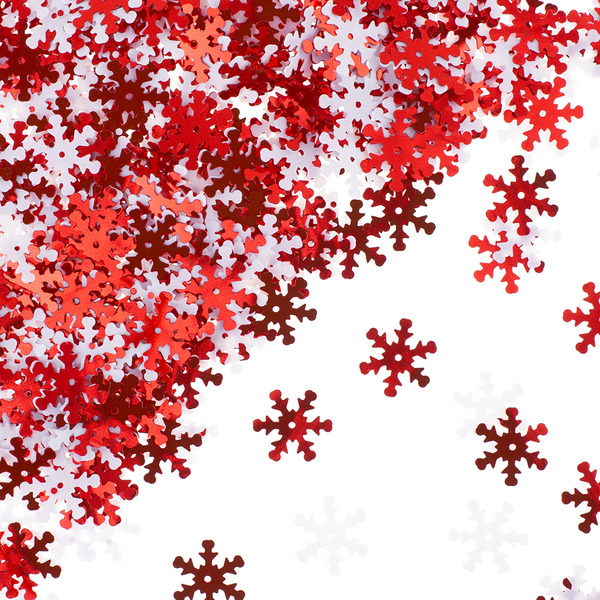 Конфетти Снежинки, Белый/Красный, 1,5 см, 17 г.