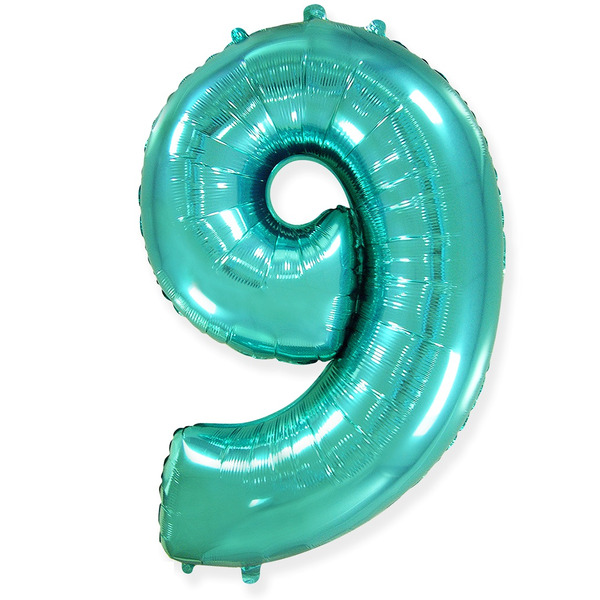 Шар (40"/102 см) Цифра, 9, Тиффани, 1 шт. в уп.
