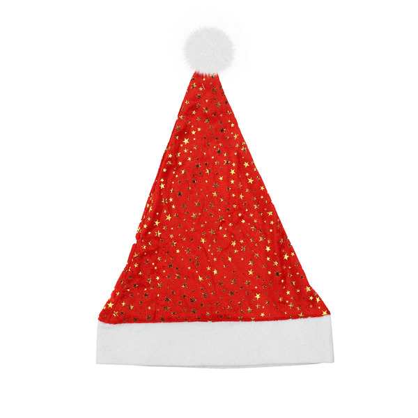 Колпак Новогодний, Золотые звезды, Красный, 54-56 разм., 1 шт.