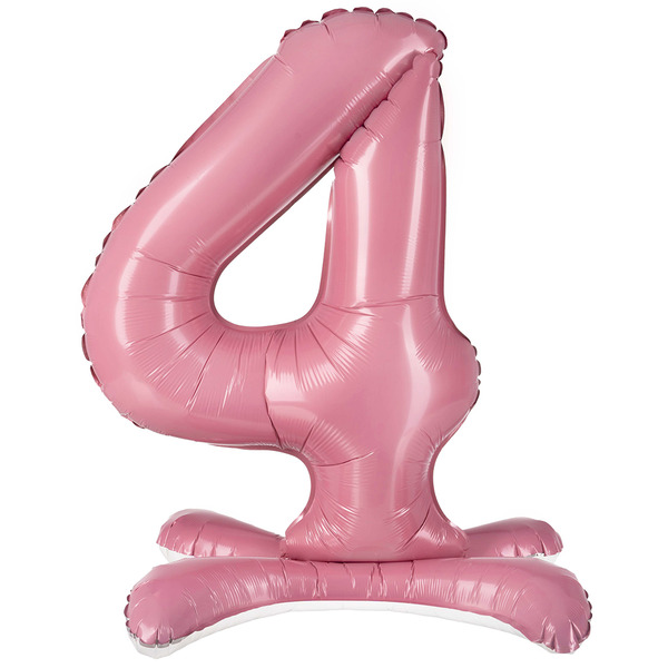 Шар (32"/81 см) Цифра на подставке, 4, Розовый, 1 шт. в уп.