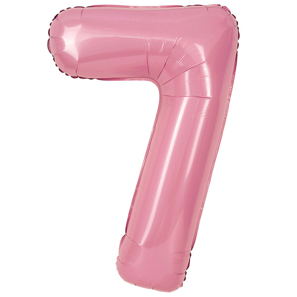 Шар (40"/102 см) Цифра, 7, Розовый, Матовый, 1 шт. в уп.