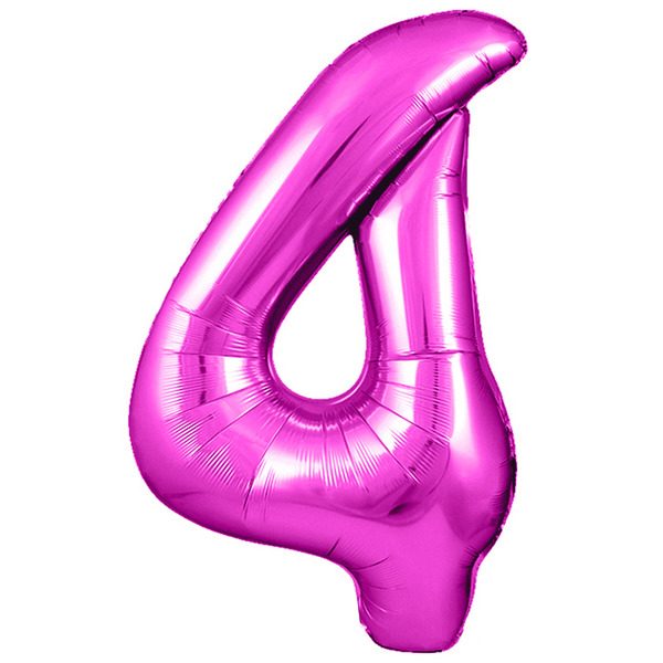 Шар (40"/102 см) Цифра, 4, Фуше, Металлик, 1 шт. в уп.
