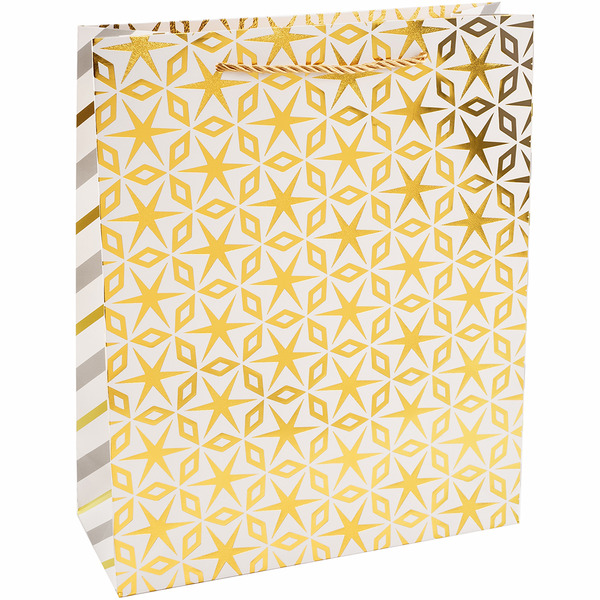 Пакет подарочный, 210гр, Золотой паттерн, Дизайн №3, Металлик, 41,5*30*12 см, 1 шт.