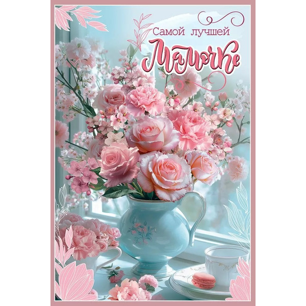 Открытка, Самой Лучшей Мамочке (цветы), 12,2*18,2 см, 10 шт.