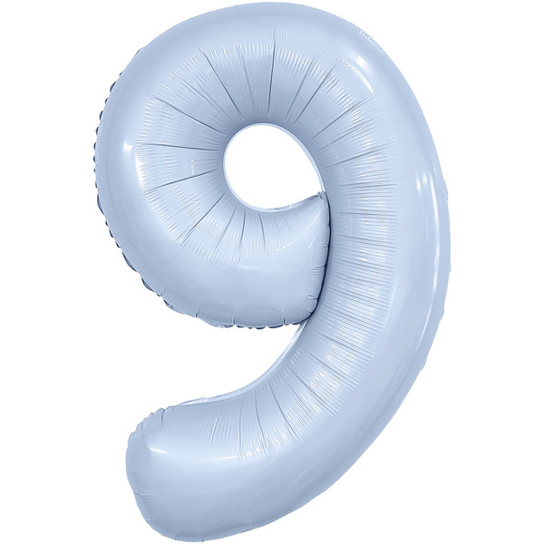 Шар (40"/102 см) Цифра, 9 Slim, Небесный, 1 шт. в уп.
