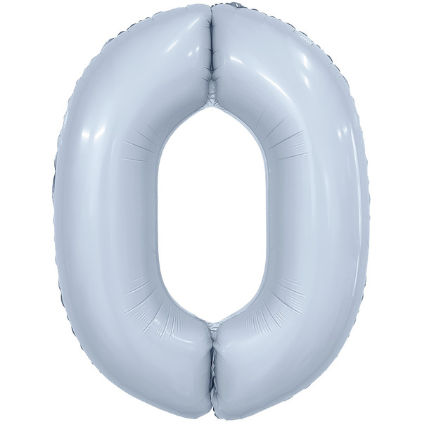 Шар (40"/102 см) Цифра, 0 Slim, Небесный, 1 шт. в уп.