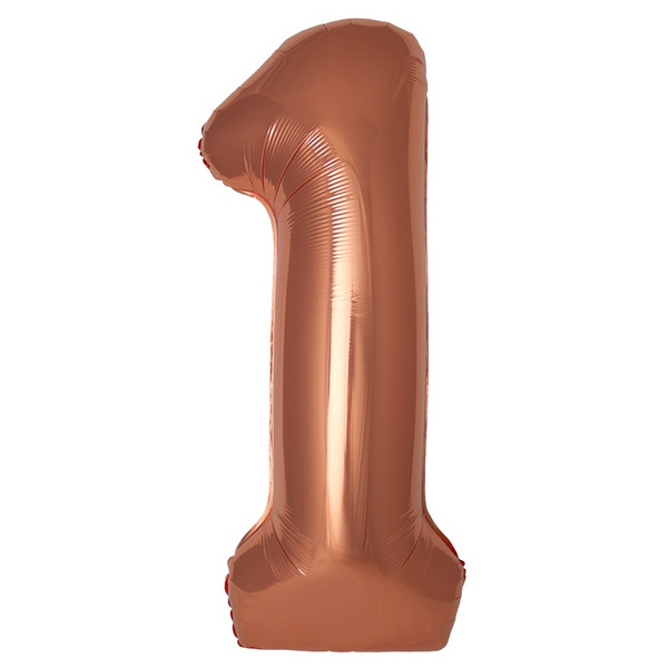 Шар (40"/102 см) Цифра, 1 Slim, Бронза, Металлик, 1 шт. в уп.
