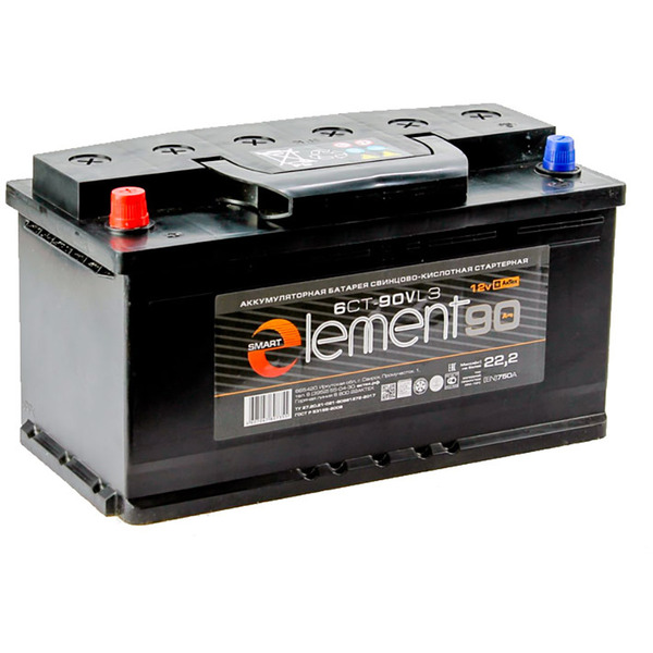 Автомобильный аккумулятор Smart Element 90 Ач прямая полярность L5