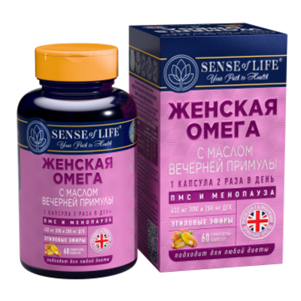 SENSE OF LIFE, Омега-3 с маслом вечерней примулы, капсулы, 60 шт.
