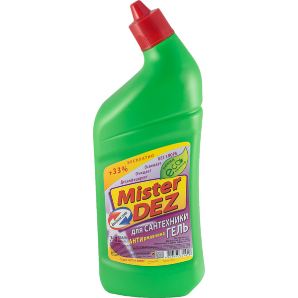 Гель Mister Dez Eco-Cleaning Двойная сила антиржав/уничтож запаха б/хлор д/сантехники 750 мл
