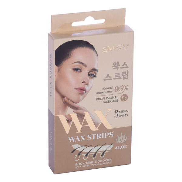 Восковые полоски SHARY Алоэ д/чувствительной кожи лица, 12 шт