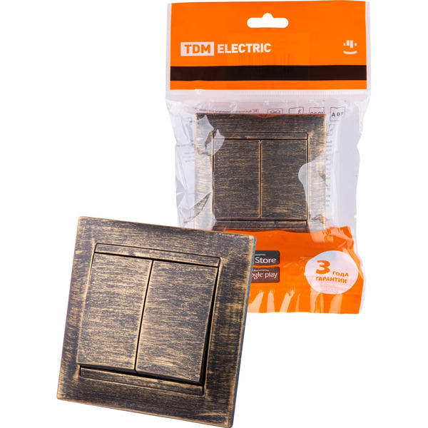 Двухклавишный выключатель TDM ELECTRIC Лама SQ1815-0744