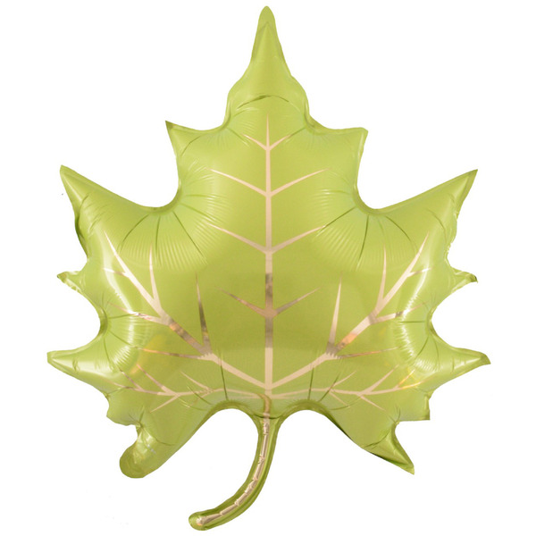 Шар (28"/71 см) Фигура, Кленовый лист, Зеленый, 1 шт.