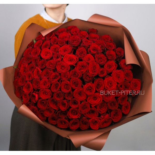 101 Красная Роза в Матовой упаковке LUX