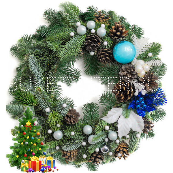 Новогодний венок с Голубыми Украшениями