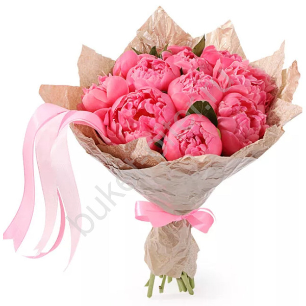 Оригинальный Букет с Пионами в Крафте
