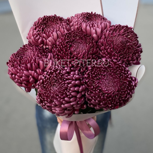 Стильный букет Хризантем Бигуди