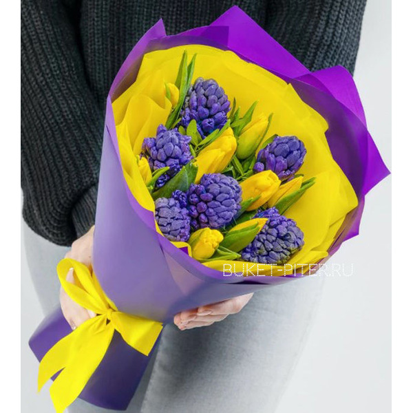 Букет Гиацинтов с Тюльпанами