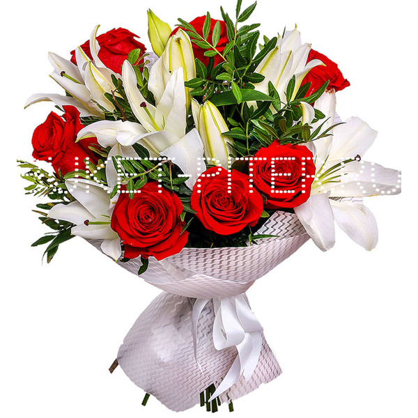 Букет с Лилиями и Красными Розами
