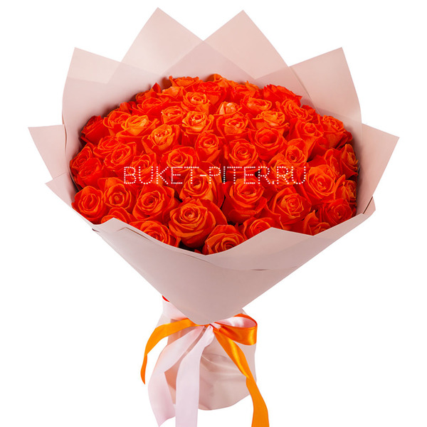 Яркие Оранжевые Розы в Упаковке