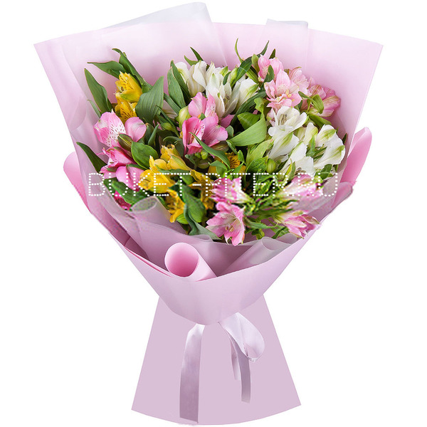 Букет Альстромерий в Нежно-Розовой Матовой упаковке