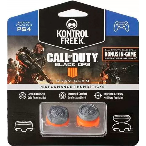 1 высокая + 1 средняя накладка на стики KontrolFreek Grips Call of Duty Black Ops Grav Slam для геймпада DualShock PS4 (серый/оранжевый)