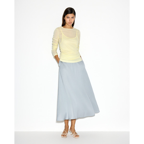 Атласная юбка с карманами, голубой