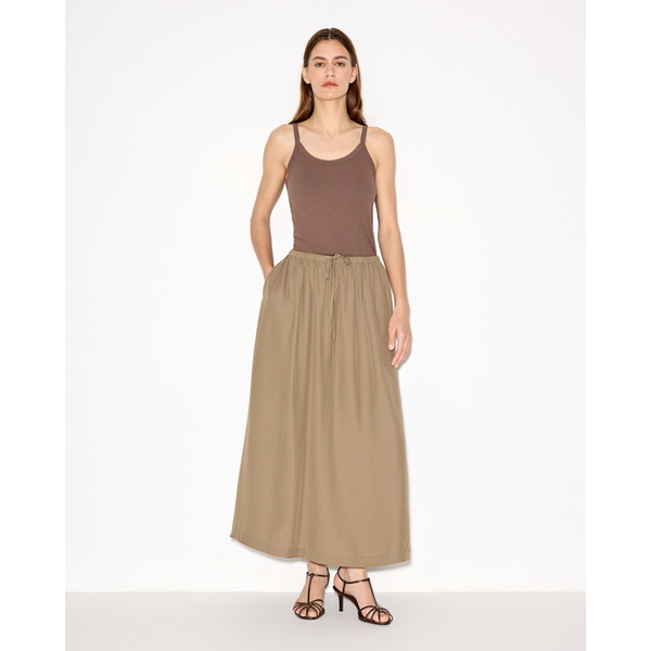 Свободная юбка мидакси, на резинке, с карманами, из лиоцелла и льна, хаки
