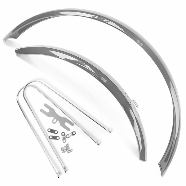 Комплект крыльев велосипедных Vinca Sport, удлиненные, 28", сталь, серебристые, HN 28 silver