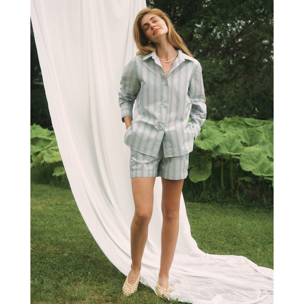 Шорты в полоску, голубой