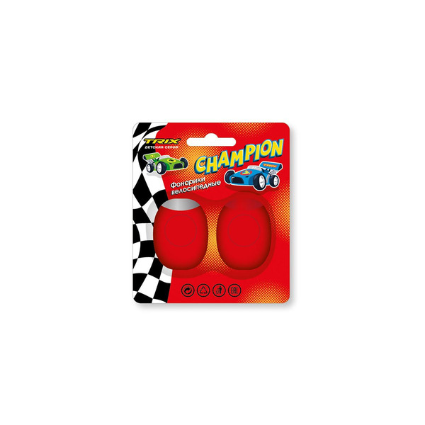 Велосипедыне фонари TRIX Champion, детские, комплект передний задний, 2 диода, 3 режима, силикон, красные, LTTX2672BCH