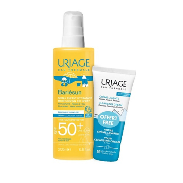 URIAGE Набор Увлажняющий спрей для детей Барьесан SPF50+ и Очищающий пенящийся крем