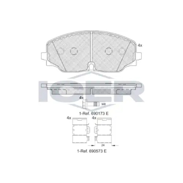 Тормозные колодки дисковые передняя ось ICER 182328
