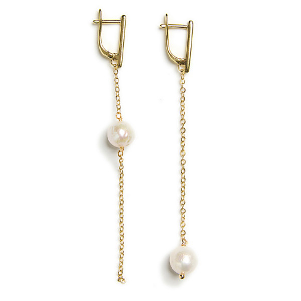 MORZA Серьги длинные с жемчугом бижутерия